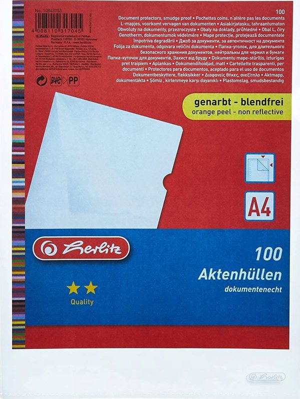 Herlitz Herlitz Φάκελος Αρχείων A4 με υφή Eco. Συσκευασία 100 τεμαχίων