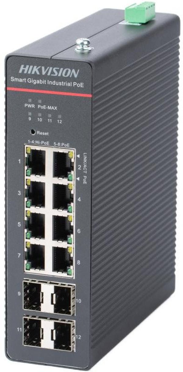 Hikvision DS-3T1512HP-SI-8P4FKIT(75W) Gigabit Ethernet δικτυακός διαχειριστής PoE μαύρος