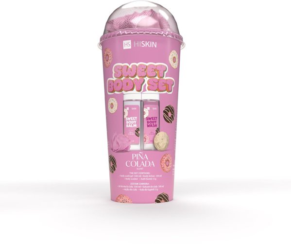 Σετ σώματος HISKIN Tuba Σετ προϊόντων για το μπάνιο - Sweet (τζελ καθαρισμού σώματος 100ml+λοσιόν σώματος 100ml+σφουγγάρι+μπάλα 15g)