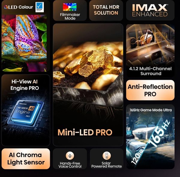 Hisense U8Q 55'' 4K UHD ULED Mini LED μαύρο - Τηλεόραση 55U8Q (6942351419220)