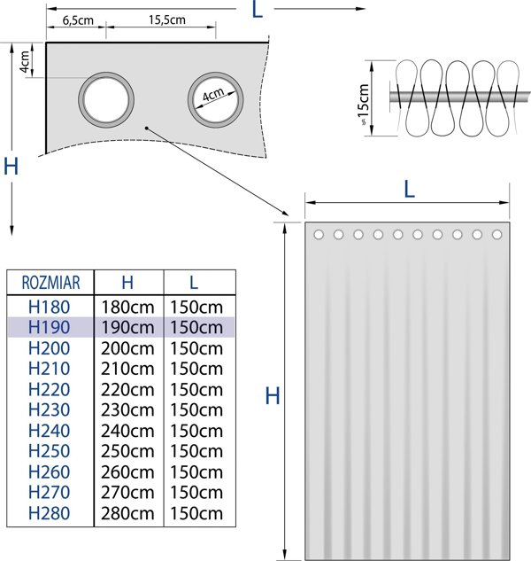 Hobbygarden Κουρτίνα Wave Γκρι 190 cm