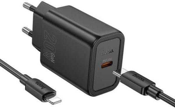 Φορτιστής τοίχου HOCO N60 Type C+καλώδιο τύπου C σε lightning N60 μαύρο (6942007644198)