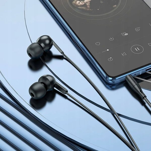 HOCO ενσύρματα ακουστικά Jack 3,5 mm με μικρόφωνο M124 μαύρα