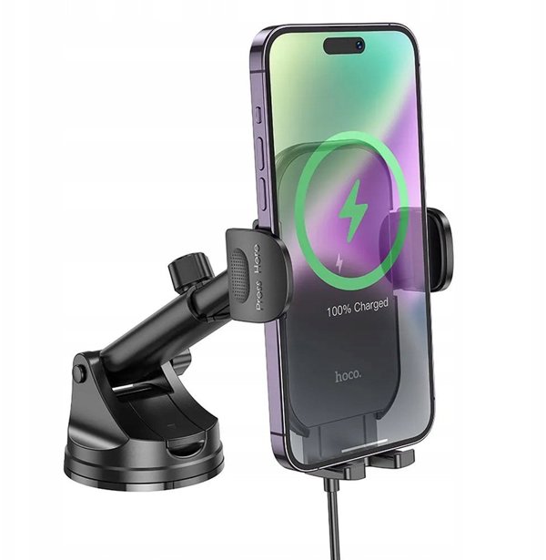 HOCO car holder with wireless charging windshield/center console 15W HW5 black HW5 black (6942007601450)