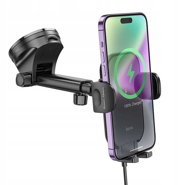 HOCO car holder with wireless charging windshield/center console 15W HW5 black HW5 black (6942007601450)