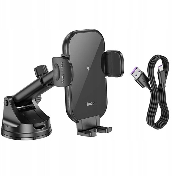 HOCO car holder with wireless charging windshield/center console 15W HW5 black HW5 black (6942007601450)