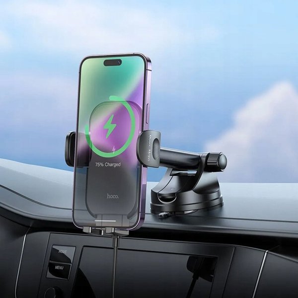 HOCO car holder with wireless charging windshield/center console 15W HW5 black HW5 black (6942007601450)