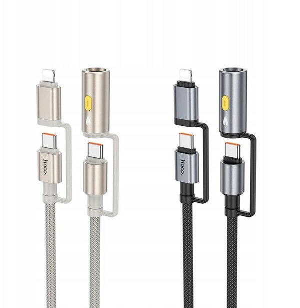 Hoco U138 All-in-One Καλώδιο Φόρτισης Type-C σε Type-C & Lightning, 60W, 3A, 1.2m, Μαύρο