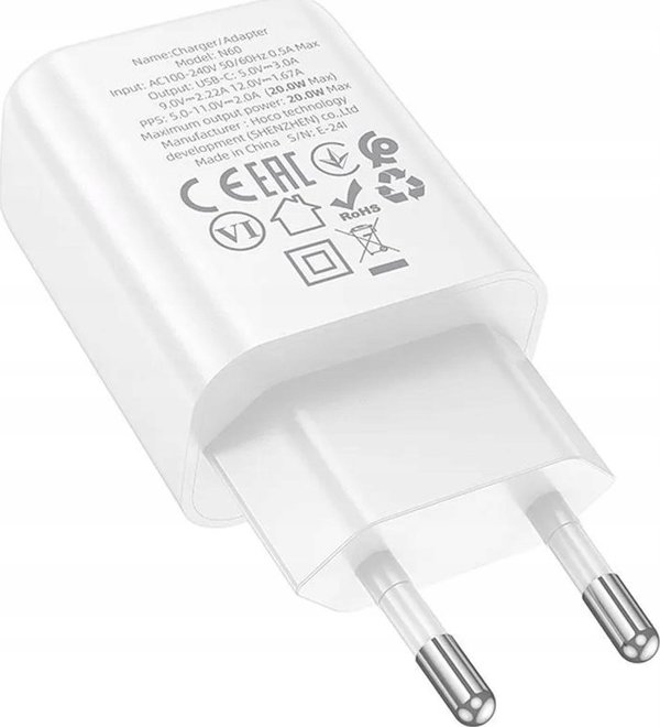 HOCO φορτιστής τοίχου Τύπος C PD QC 20W N60 λευκό
