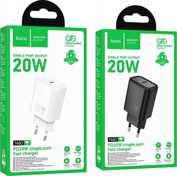 HOCO φορτιστής τοίχου Τύπος C PD QC 20W N60 λευκό