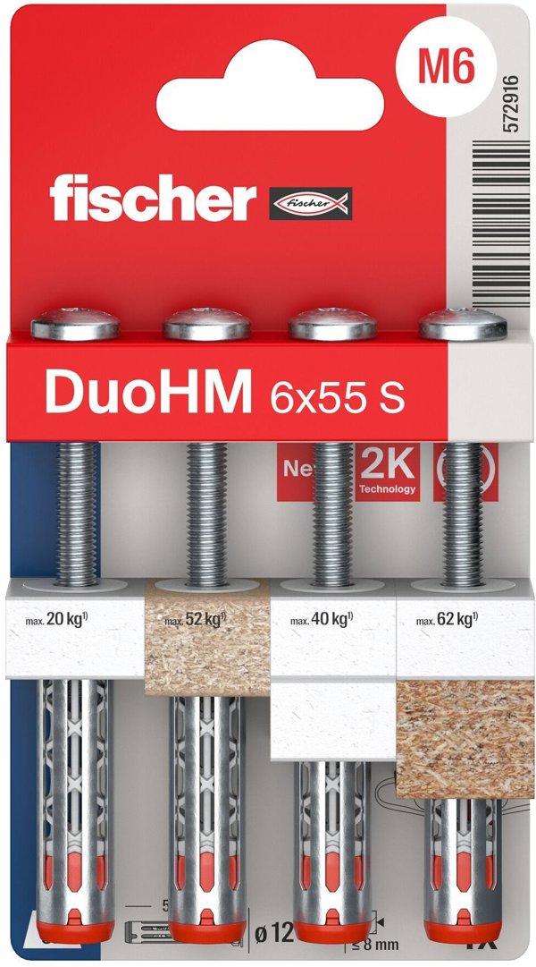 Πείρος κοίλης κατασκευής DuoHM 6x55 S PH TX, Fischer, 4 τεμ.