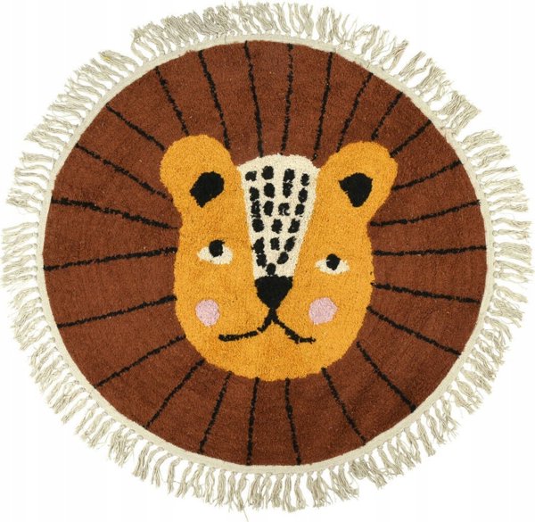 Home Styling Collection Χαλί για παιδιά με κρόσσια ANIMALS, Ø 90 cm