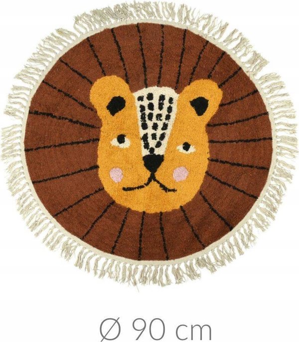 Home Styling Collection Χαλί για παιδιά με κρόσσια ANIMALS, Ø 90 cm