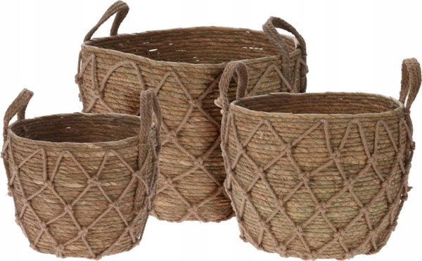 Home Styling Collection Καλάθια αποθήκευσης με λαβές, ιτιά και ρατάν, 3 τεμάχια