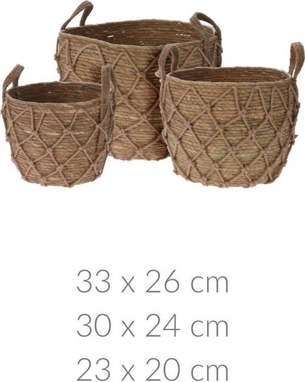 Home Styling Collection Καλάθια αποθήκευσης με λαβές, ιτιά και ρατάν, 3 τεμάχια