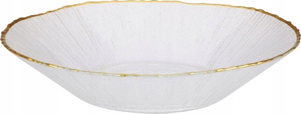 Home Styling Collection Γυάλινος βαθύς πιάτο με χρυσή επένδυση DATURA, 20 cm