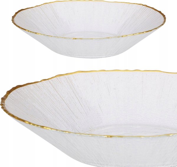 Home Styling Collection Γυάλινος βαθύς πιάτο με χρυσή επένδυση DATURA, 20 cm