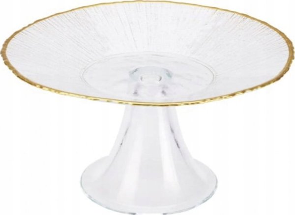 Home Styling Collection Πιατέλα για Κέικ με Χρυσό Χείλος DATURA, 15 cm