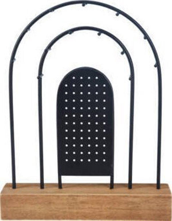 Home Styling Collection Μεταλλική Βάση για Κοσμήματα με Ξύλινη Βάση, 18 x 4,5 cm