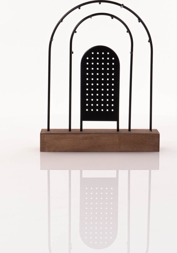 Home Styling Collection Μεταλλική Βάση για Κοσμήματα με Ξύλινη Βάση, 18 x 4,5 cm