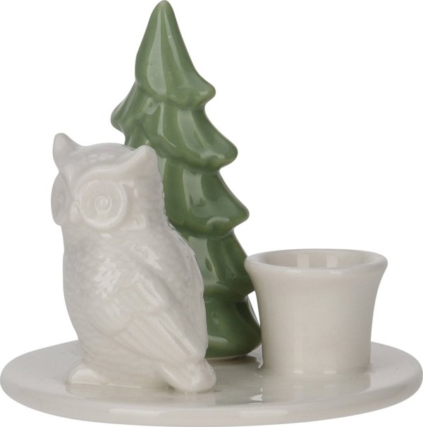 Home Styling Collection Κεραμικό κηροπήγιο με χριστουγεννιάτικο δέντρο, 8 εκ.