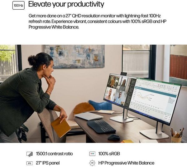 Οθόνη HP 27 ιντσών σειρά 5 Pro QHD 527pq, χωρίς PVC