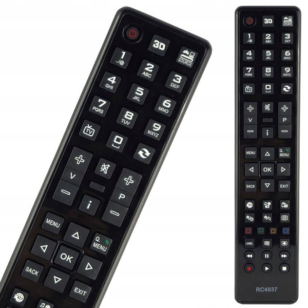 HQ LXP4937 TV remote control Vestel / Sharp / JVC / AKAI / TELEFUNKEN / LCD / RC4937 3D / Black