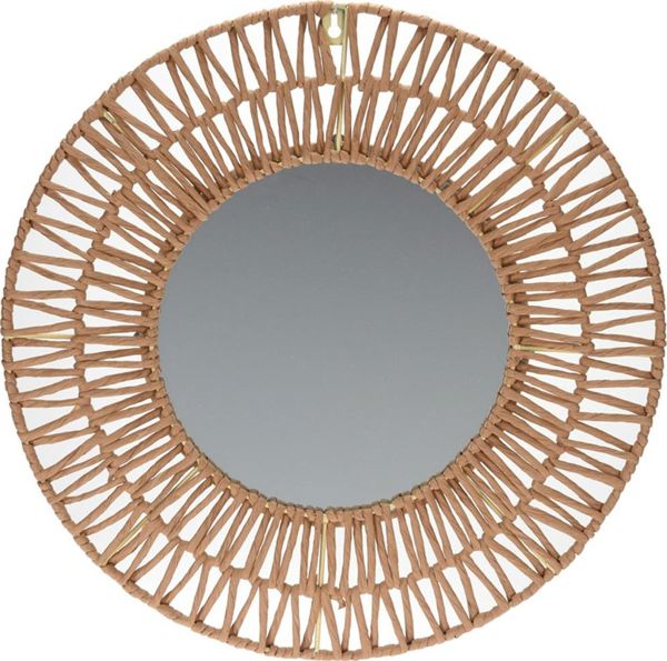 H&S Decoration Καθρέφτης τοίχου από πλεκτό γρασίδι 45 cm