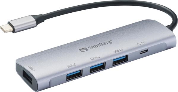 Sandberg USB-C Hub Saver 4 Θυρών USB-A 3.0 (336-20) - Διανομέας USB για Σύνδεση Συσκευών