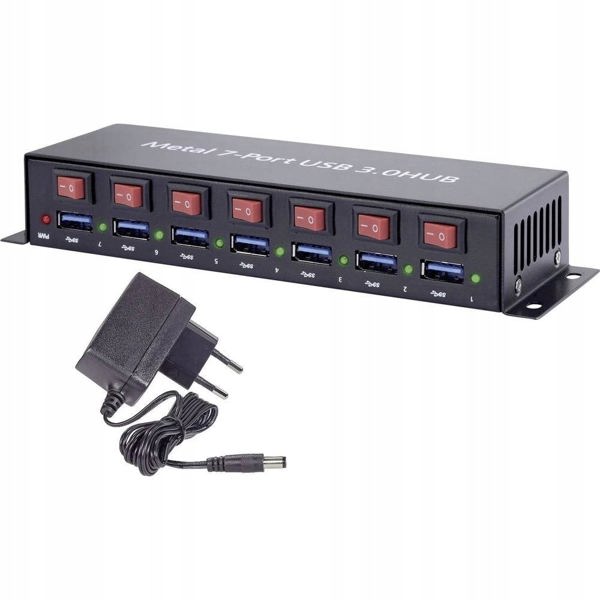 Hub USB 3.2 Gen 1 (USB 3.0) Renkforce RF-3269622, 7 x USB 3.2 Gen 1 (USB 3.0)