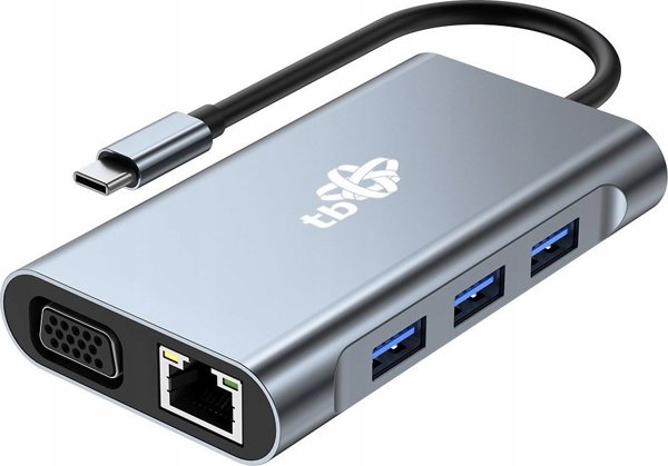 Προσαρμογέας HUB USB TB Print HUB USB C 8w1 HDMIx2 USB VGA RJ45 PD