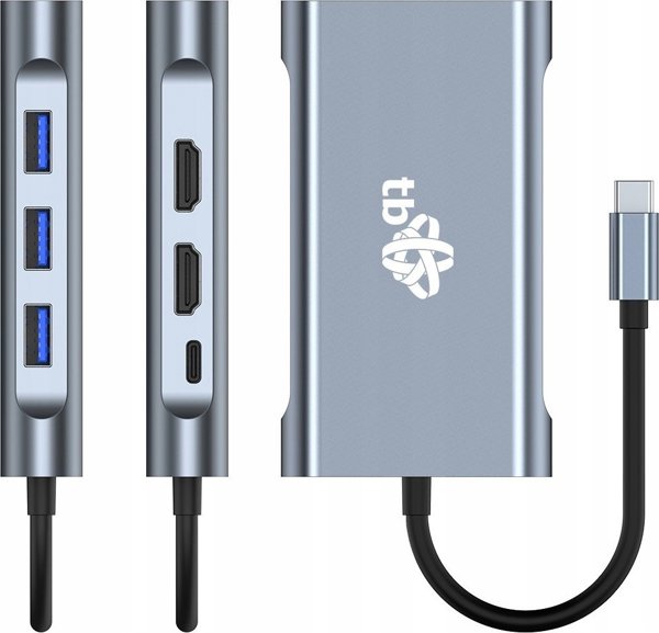 Προσαρμογέας HUB USB TB Print HUB USB C 8w1 HDMIx2 USB VGA RJ45 PD