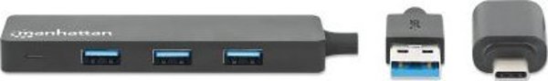 HUB USB Manhattan MANHATTAN 4-Port USB 3.0 Typ-C / Typ-A Συνδυαστικός Κόμβος μαύρο
