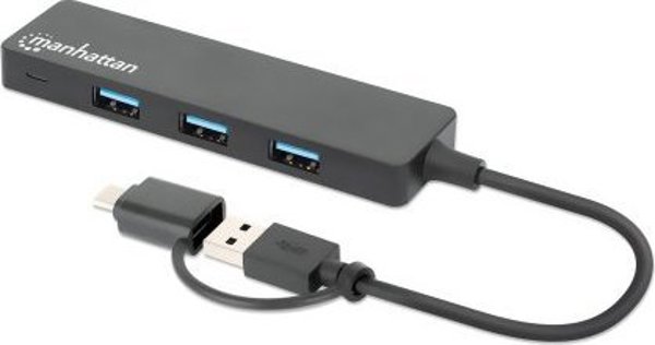 HUB USB Manhattan MANHATTAN 4-Port USB 3.0 Typ-C / Typ-A Συνδυαστικός Κόμβος μαύρο