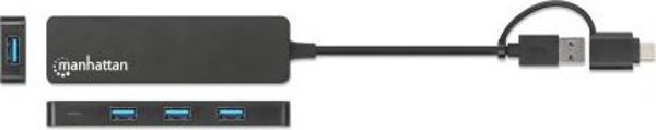 HUB USB Manhattan MANHATTAN 4-Port USB 3.0 Typ-C / Typ-A Συνδυαστικός Κόμβος μαύρο