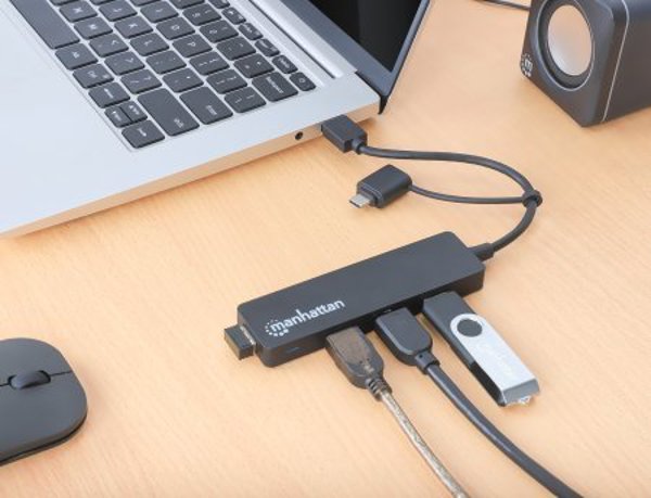 HUB USB Manhattan MANHATTAN 4-Port USB 3.0 Typ-C / Typ-A Συνδυαστικός Κόμβος μαύρο