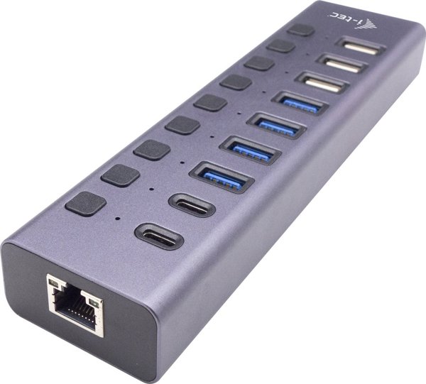 HUB USB I-TEC 1x RJ-45 + 7x USB-A 3.0 3.2 Gen1 3.1 Gen1 (CACHARGEHUB9LAN)