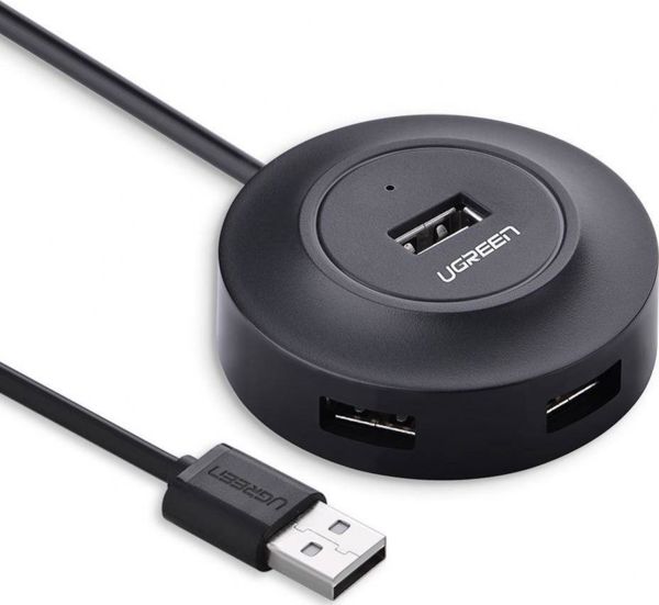 Ugreen USB 2.0 Hub με 4 Θύρες USB-A, Συμβατό με Υπολογιστές, Μαύρο (UGR600BLK)