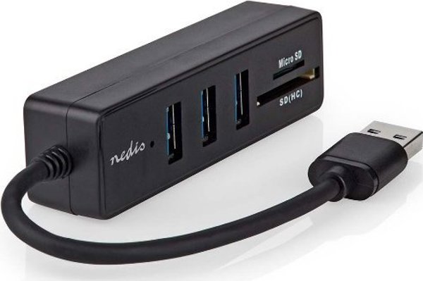 HUB USB Nedis Nedis CCGB61250BK01 huby i koncentratory USB 3.2 Gen 1 (3.1 Gen 1) Type-A 5000 Mbit/s Czarny