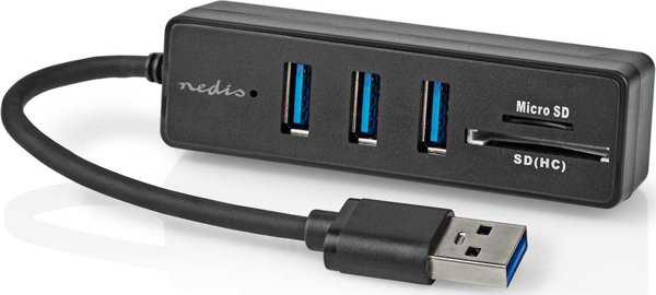 HUB USB Nedis Nedis CCGB61250BK01 huby i koncentratory USB 3.2 Gen 1 (3.1 Gen 1) Type-A 5000 Mbit/s Czarny