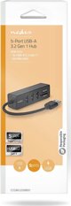 HUB USB Nedis Nedis CCGB61250BK01 huby i koncentratory USB 3.2 Gen 1 (3.1 Gen 1) Type-A 5000 Mbit/s Czarny