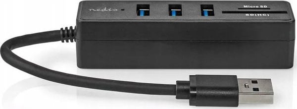 HUB USB Nedis Nedis CCGB61250BK01 huby i koncentratory USB 3.2 Gen 1 (3.1 Gen 1) Type-A 5000 Mbit/s Czarny