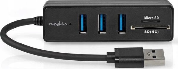 HUB USB Nedis Nedis CCGB61250BK01 huby i koncentratory USB 3.2 Gen 1 (3.1 Gen 1) Type-A 5000 Mbit/s Czarny
