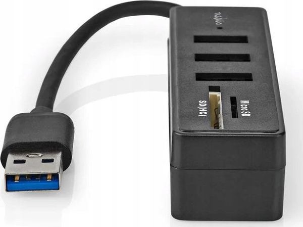 HUB USB Nedis Nedis CCGB61250BK01 huby i koncentratory USB 3.2 Gen 1 (3.1 Gen 1) Type-A 5000 Mbit/s Czarny