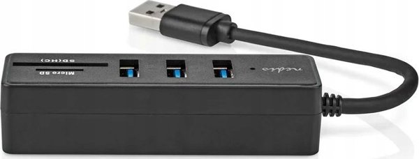 HUB USB Nedis Nedis CCGB61250BK01 huby i koncentratory USB 3.2 Gen 1 (3.1 Gen 1) Type-A 5000 Mbit/s Czarny