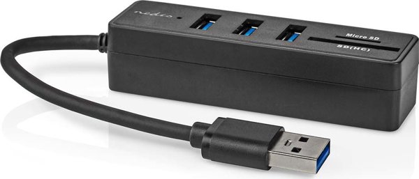 HUB USB Nedis Nedis CCGB61250BK01 huby i koncentratory USB 3.2 Gen 1 (3.1 Gen 1) Type-A 5000 Mbit/s Czarny