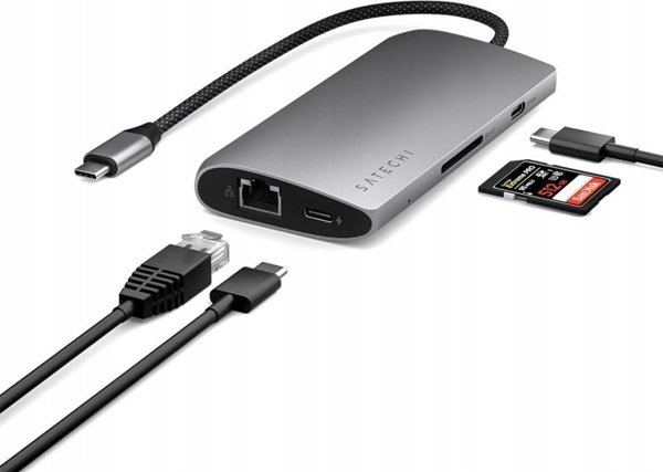 Προσαρμογέας HUB USB Satechi Satechi USB-C Multiport 8K USB-C / USB-C, HDMI, 3xUSB-A 3.2 Gen 2 10Gbps, USB-A 3.2 Gen 1 5Gbps, SD/TF space gray