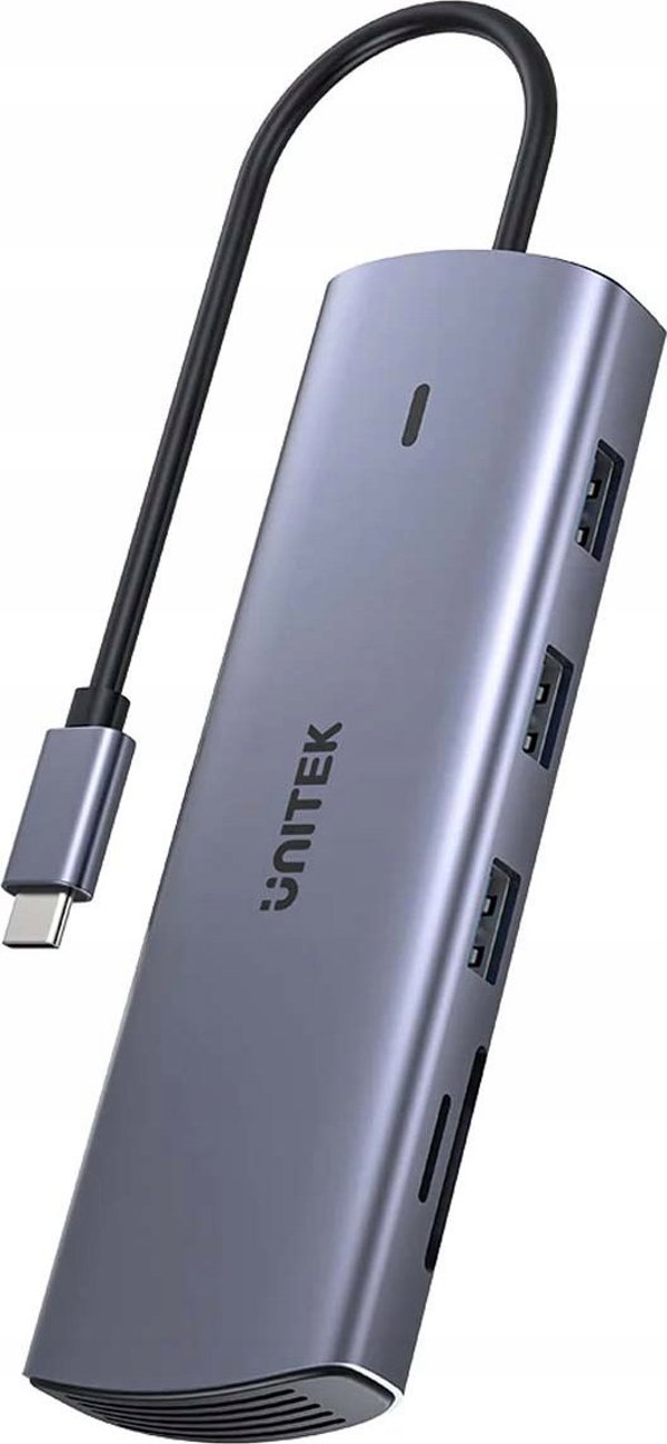 HUB USB Unitek 9σε1 USB C Gigabit Ethernet HDMI VGA 3x USB A αναγνώστης καρτών PD 100W