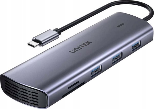 HUB USB Unitek 9σε1 USB C Gigabit Ethernet HDMI VGA 3x USB A αναγνώστης καρτών PD 100W