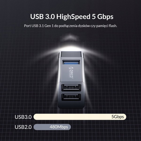 HUB USB Orico Orico Hub USB 5Gbps μίνι 3xUSB-A αλουμίνιο